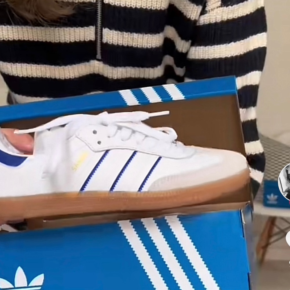 NWT Adidas Samba Original Sneakers White Lucid Blue Size Men’s 5/Women’s 6